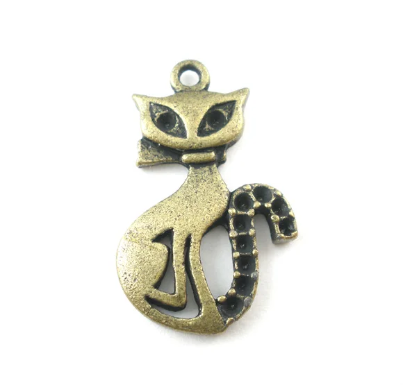 

Zinc metal alloy Charm Pendants Cat Antique Bronze 26mm(1") x 16mm( 5/8"), 3 PCs new