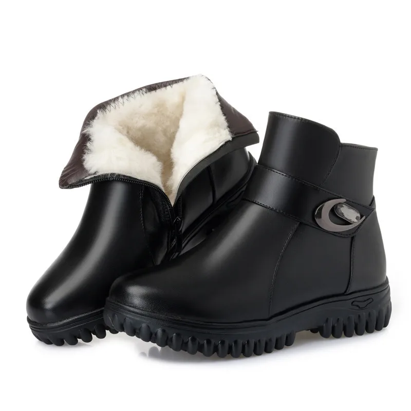 

2018 New Winter Boots Women Shoes Fashion Decoration Genuine Leather Shoes Woman Large Size Comfort Fur One Wool Women Boots