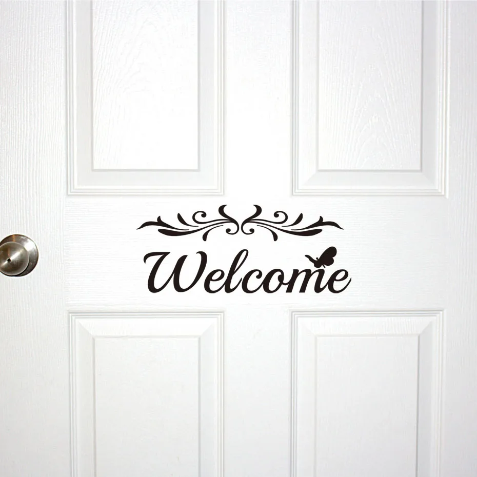 

Welcome Text Patterns Wall Stickers DIY Removable PVC Wall Stickers Waterproof Art Mural For Living Room Vintage Home Decor