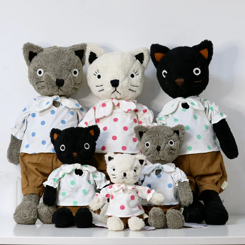 1 шт., мягкие плюшевые куклы с милым котом, одежда с волнистыми точками, плюшевые игрушки для кошек для девочек, детская одежда, можно