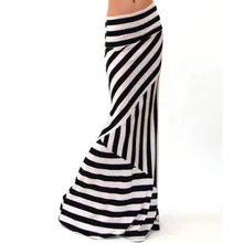 Плюс Размеры XXXL лето черный в полоску Винтаж мыть пол Ретро длиной макси юбки женские прямые Тонкий Русалка Дамы