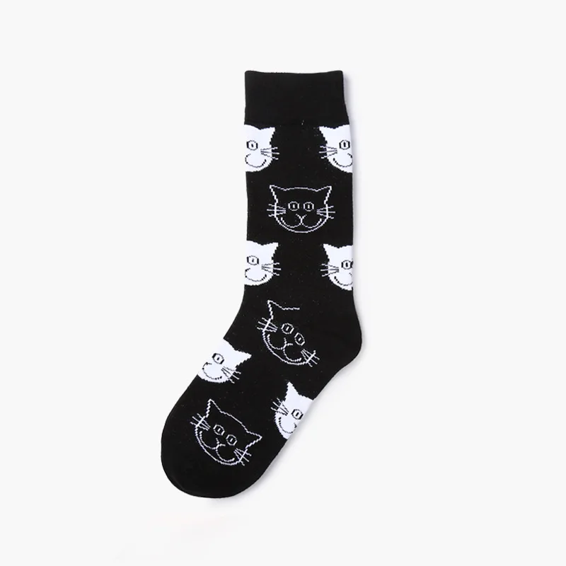 4 пары женских носков с забавным кошачьим лицом, Индивидуальные женские короткие носки, зимние и весенние трендовые хлопковые носки с милыми животными для девочек, Meias