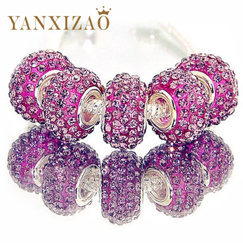 Yanxizao 5 шт. Бусины Fit Pandora Подвески Браслеты Градиент Синий Кристалл Бижутерия с