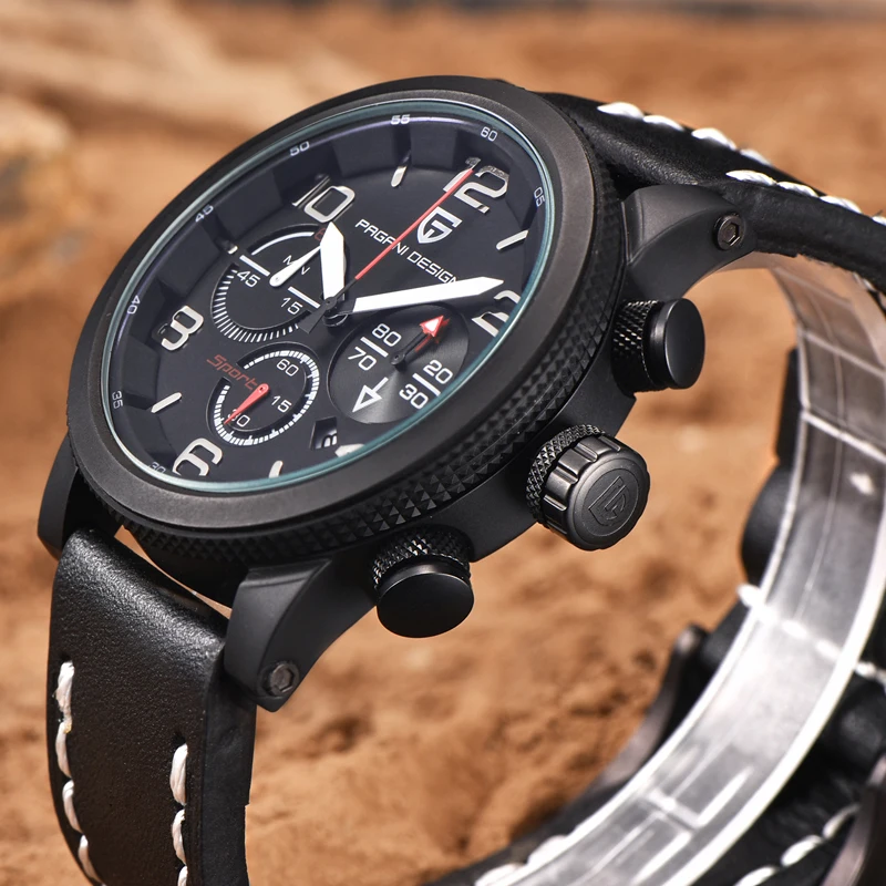 

PAGANI DESIGN Luxury Brand Men Quartz Watches Genuine Leather Waterproof Casual Wrist watches Man Sport relojes Outdoor Clock