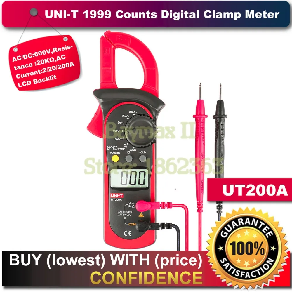UNI-T UT200A Modern Digital Clamp Multimete AC DC Amp Volt Resistance Tester Ne 