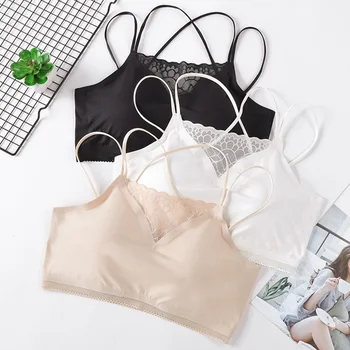 

Women Mesh Fitness Tube Top Seamless Padded Vest Tanks Top Sexy Lace Vest Underwear