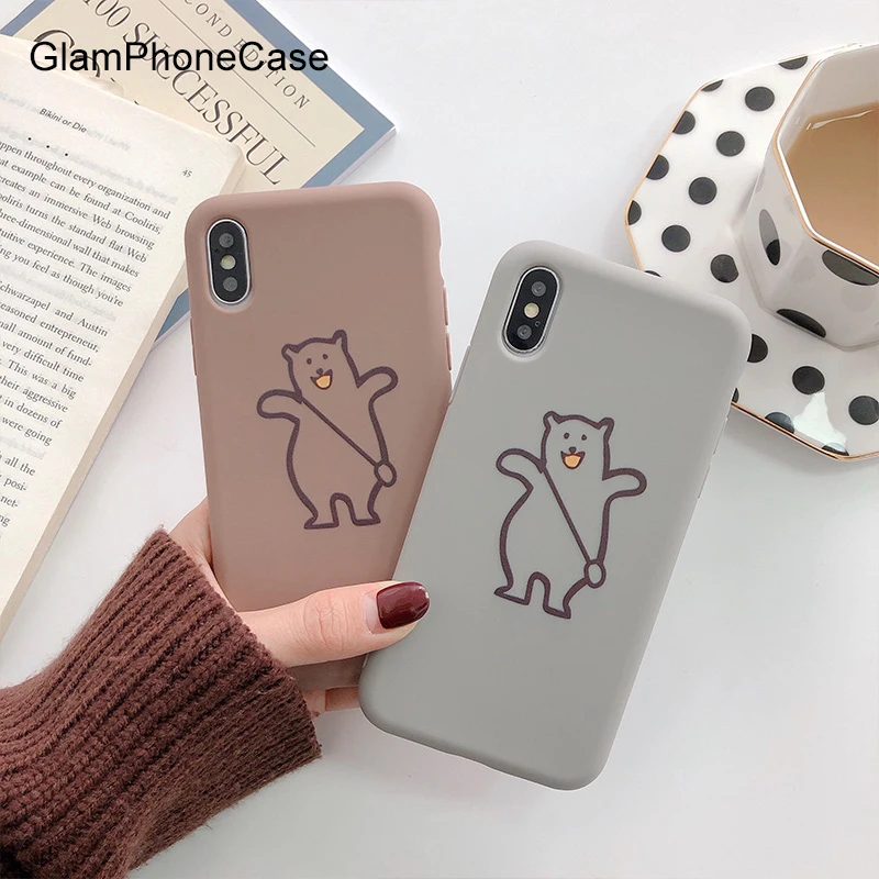

GlamPhoneCase Cute Cartoon Bear Phone Case For iPhone X XS XR XS Max 7 7plus 8 8plus 6/6S Plus Soft Tpu Back Cover Cases
