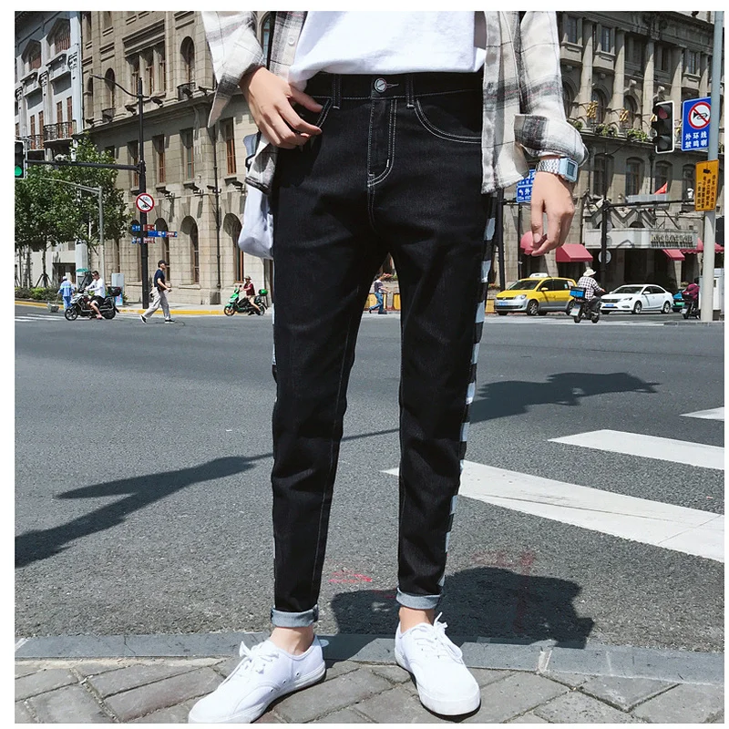 2019 spring new men's casual versatile jeans comfortable breathable stretch men's casual pants boys feet casual pants