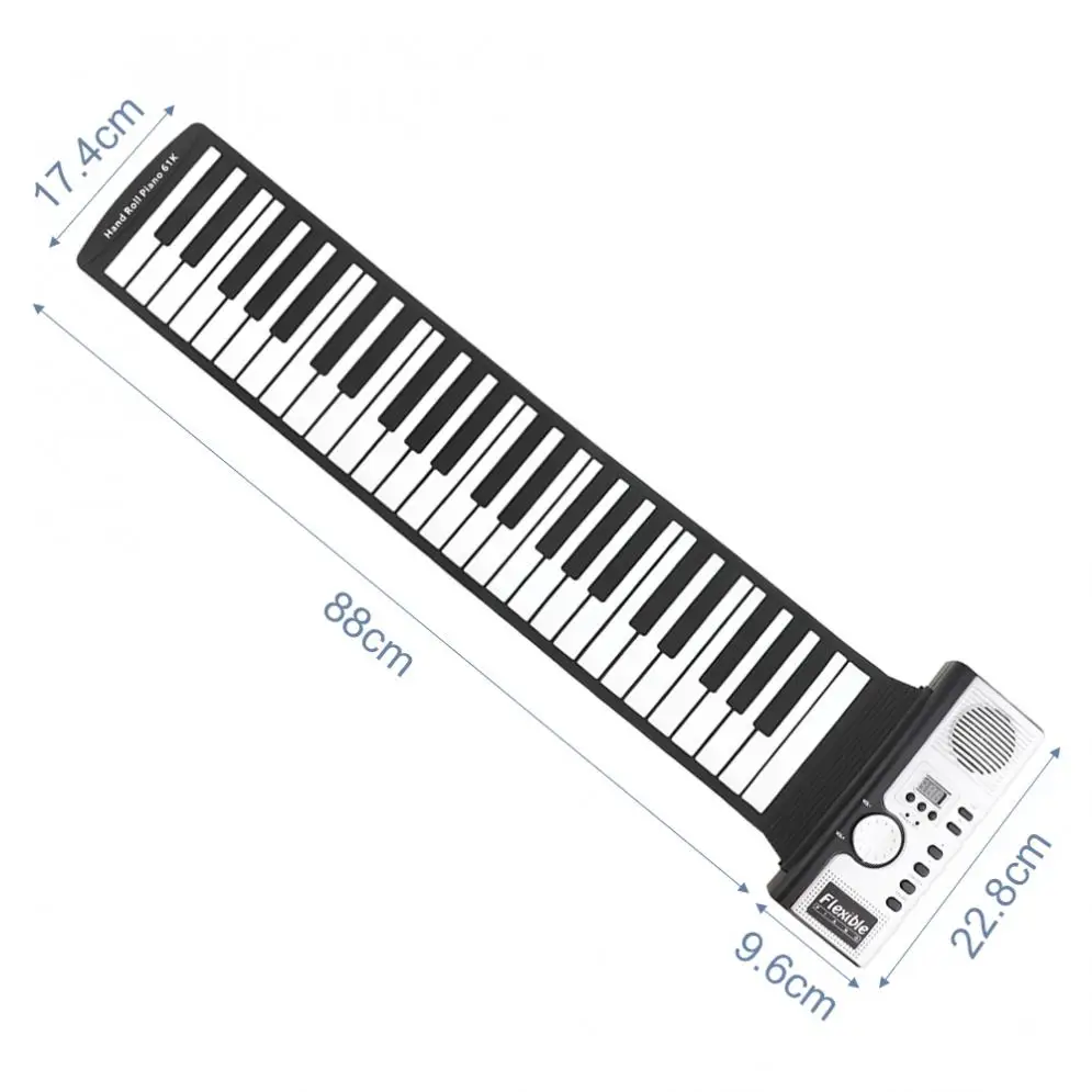 61 Keys Folding Electronic Silicone Flexible Hand Roll Up Piano Built-in Speaker MIDI Out Keyboard Organ for Children Student