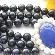 Z3237) 3row 11 мм черный круглый пресноводных жемчужный браслет lapisNoble стиль естественно прекрасно jewe быстрая