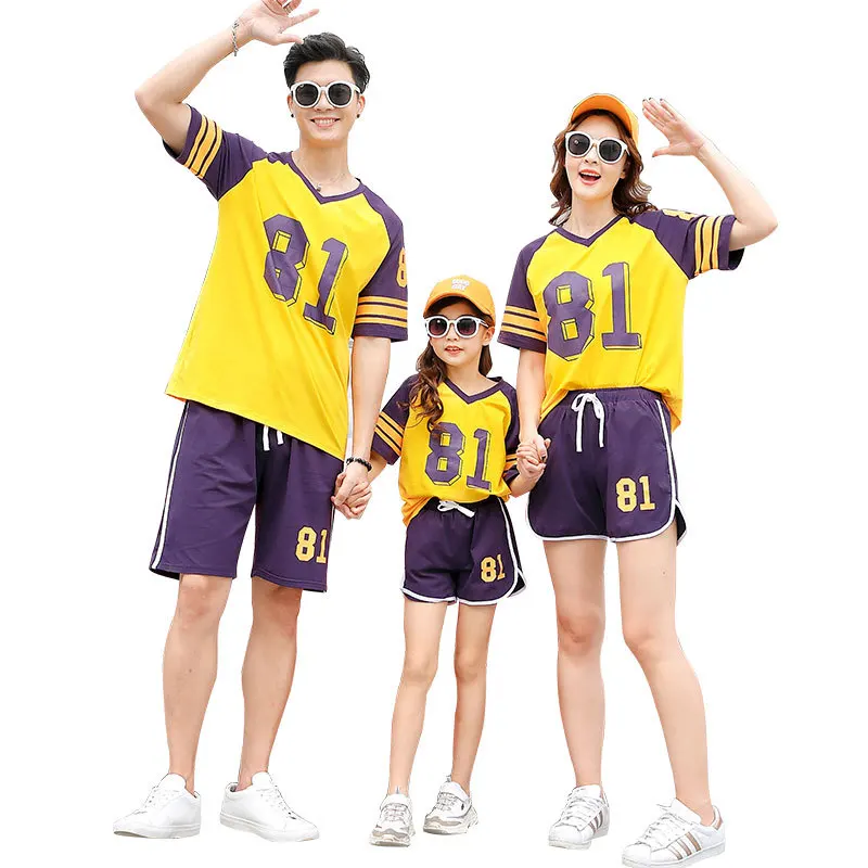 New Parent-Child Summer Clothes, Spring and Autumn T-shirts and Family Suits matching family outfits