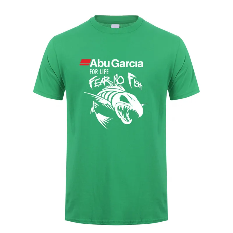 Abu Garcia Fear No Fish футболка мужская с коротким рукавом Хлопок Abu Garcia For Life футболка мужские футболки DS-052 - Цвет: irish green