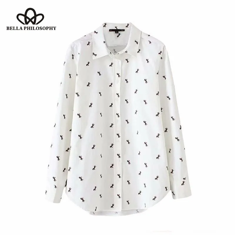Wonder 2018 new autumn vintage animal pattern printing casual blouse ladies long sleeve basic femininas blusas business tops | Женская