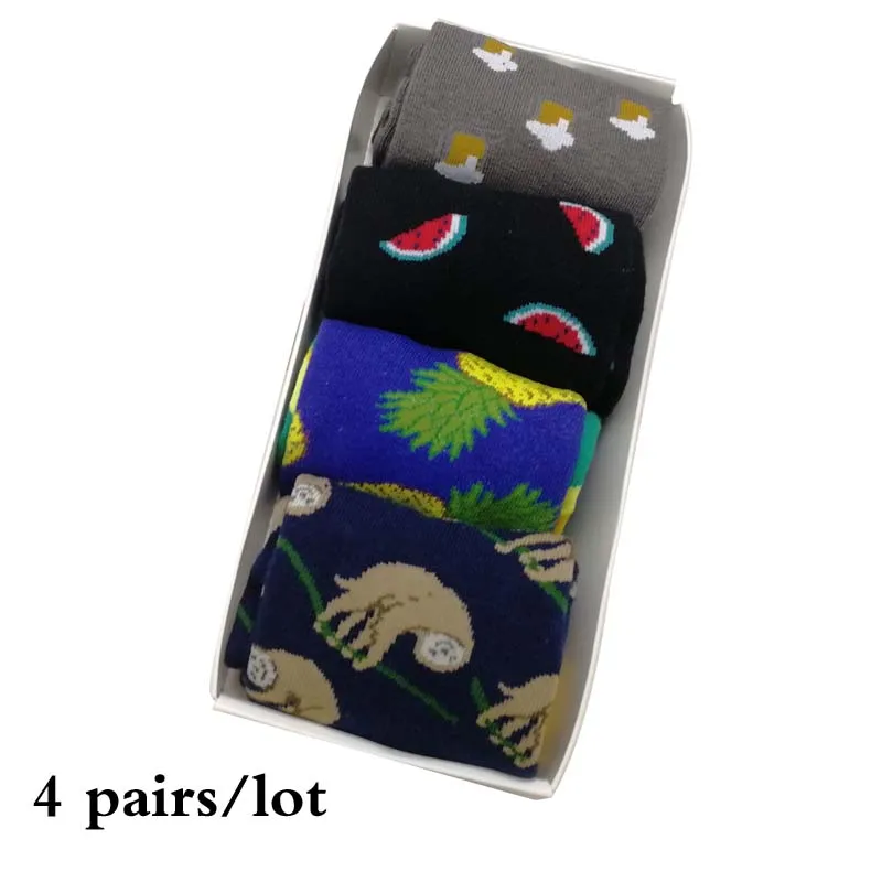 ARMKIN/4 пар/лот, повседневные мужские носки с животными, harajuku, хипстерские мужские носки, граффити скейтборд, веселые забавные носки, хлопковые носки, calcetines - Цвет: SMT-60-1