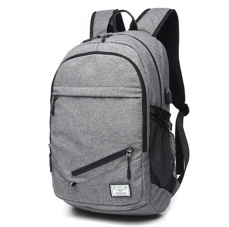Мужской холстинный рюкзак для ноутбука Для мужчин USB рюкзак Школьные спортивные для подростков многофункциональный дорожный рюкзак - Цвет: Синий