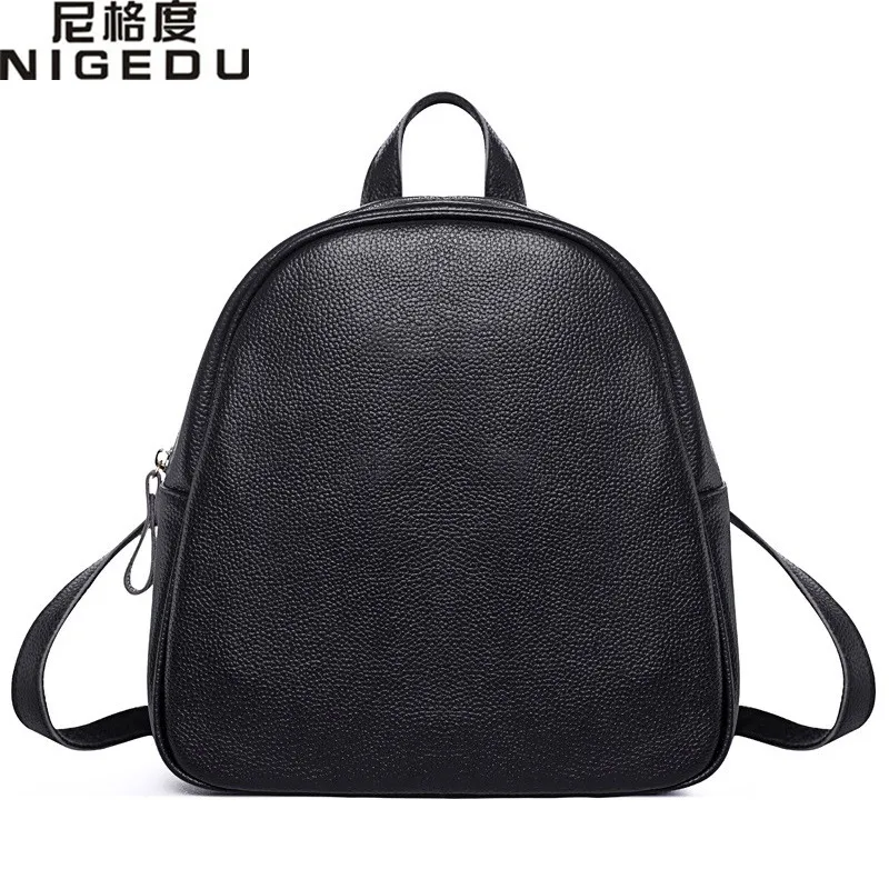 NIGEDU Genuine Leather Backpacks Women Cowhide kanken Fashion School Backpack For Girls Mochila Brand Designer Shoulder