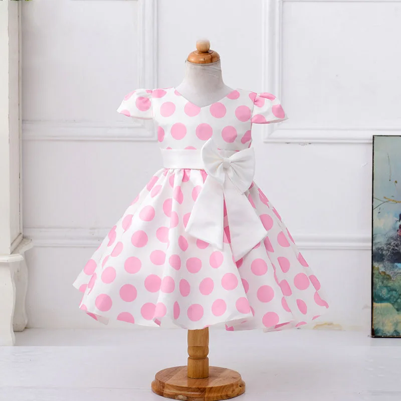 Детские платья для девочек повседневные хлопковые платья с бантом и поясом для девочек Короткое бальное платье с v-образным вырезом платье для девочек 3, 4, 6, 8, 10, 12 лет