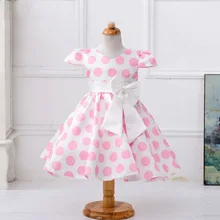 Детские платья для девочек повседневные хлопковые платья с бантом и поясом для девочек Короткое бальное платье с v-образным вырезом платье для девочек 3, 4, 6, 8, 10, 12 лет