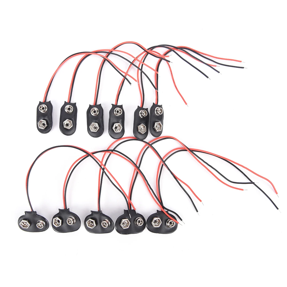 

10PCS 9 V Battery Buckle 6F22 Battery Holder Type T and I Cable Connector Line length 15CM DIY Tool Part