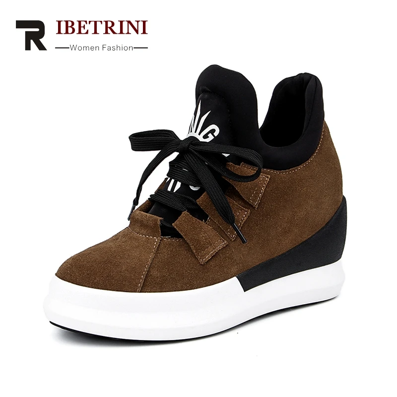 

RIBETRINI 2018 Fashion Spring Autumn Ankle Boots Shoes Comfortable Cow Suede Leather Women Shoes Woman