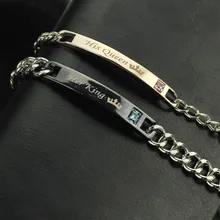 2 шт ювелирные изделия, браслет для влюбленных из нержавеющей стали, очаровательный браслет с короной, подарки для женщин и мужчин, цепочка для пар