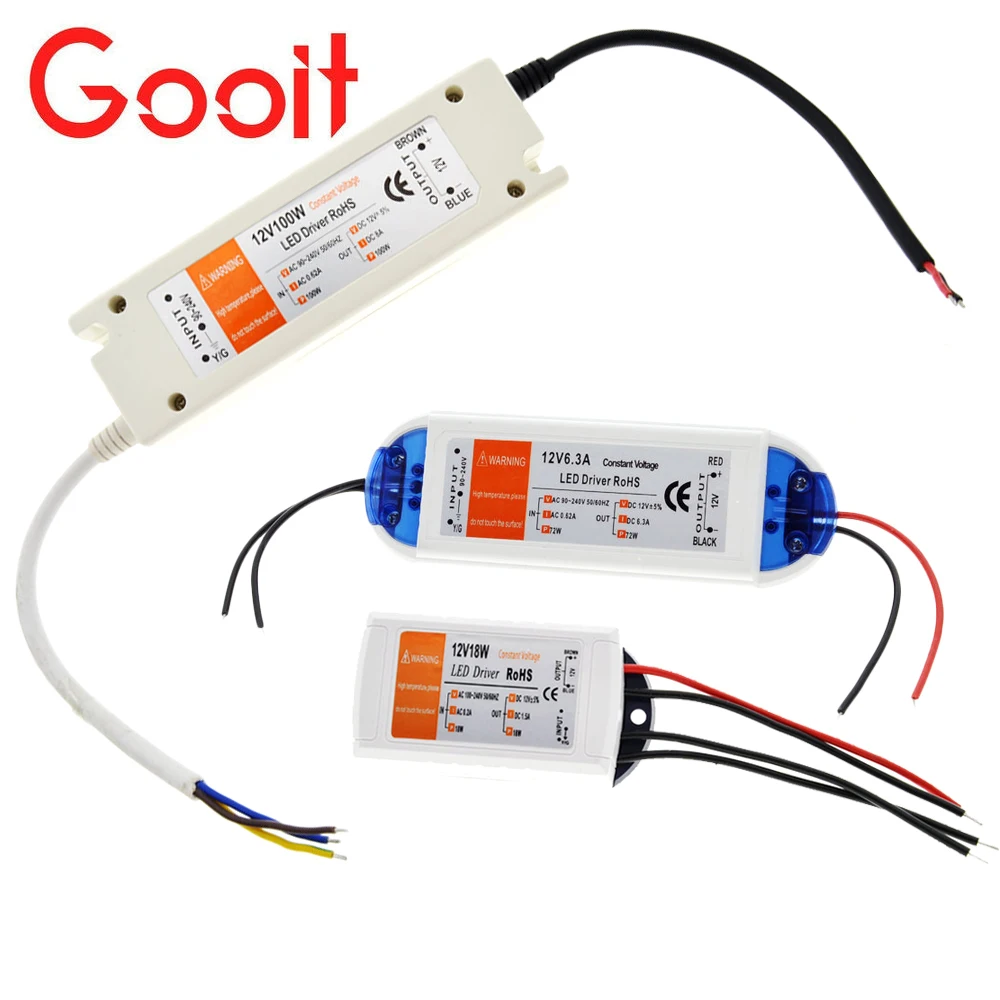 LED Lighting Transformers DC12V 18W 72W 100W High Quality Safe Driver 