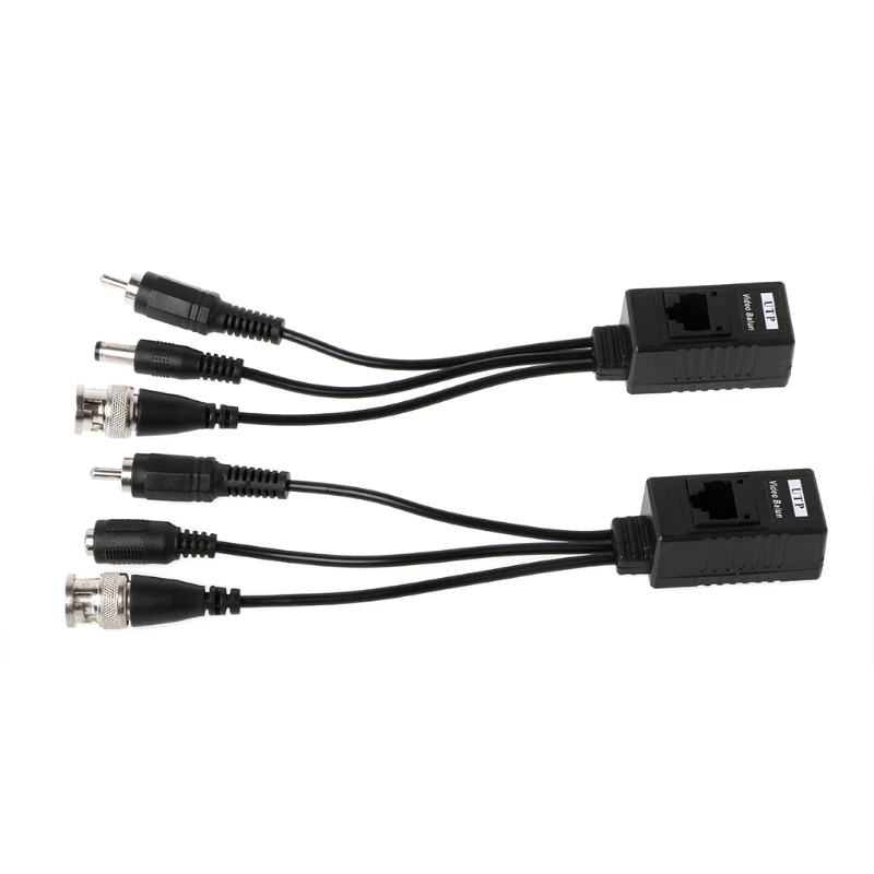 1 Pair BNC To RJ45 Passive Video Power + Audio Balun Transceiver For CCTV Camera