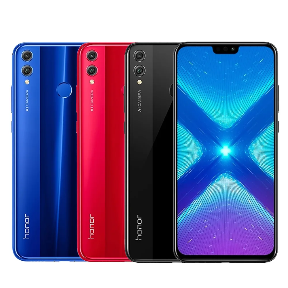 Глобальная версия Honor 8X, мобильный телефон, Безель, 6,5 дюймов, 4 Гб, 128 ГБ, Восьмиядерный, 20 МП, 3750 мА/ч, отпечаток пальца, Android 8,1