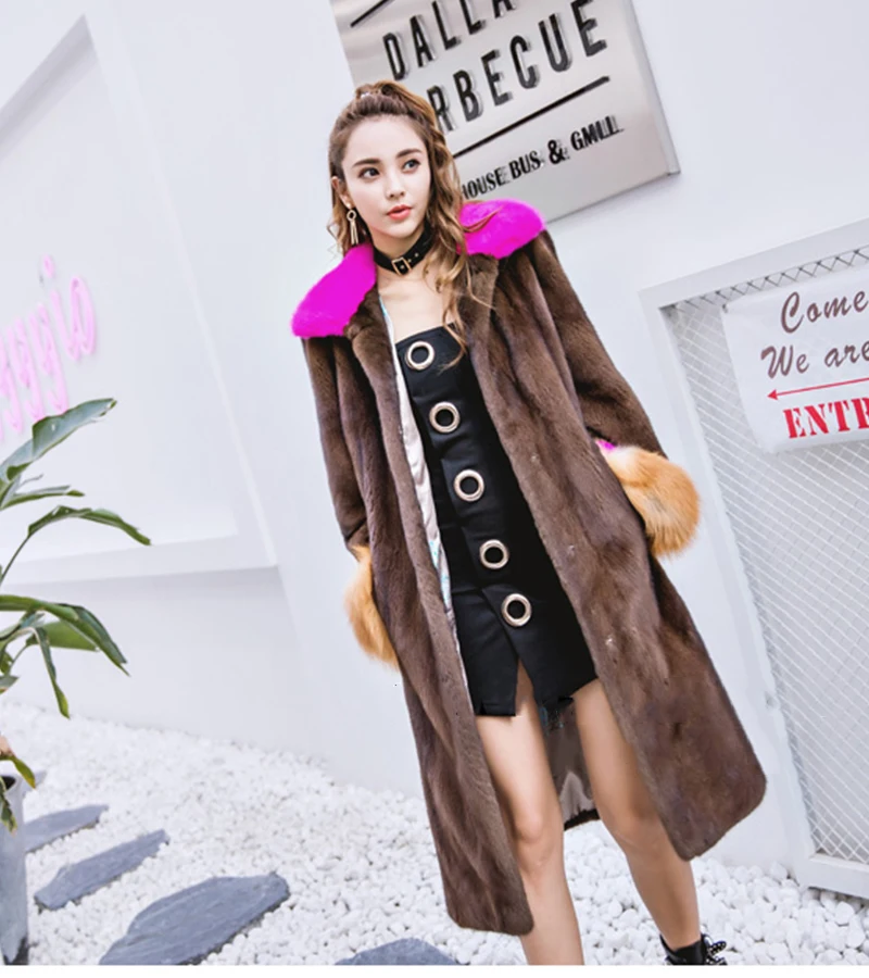 Fang Tai Fur 2019 импортная бархатная норковая шуба с отложным воротником с длинным рукавом из лисы норковая шуба тонкая женская X-Long настоящая
