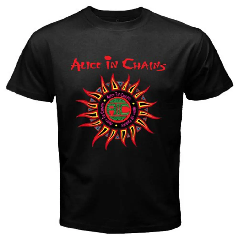 New Alice in Chains Logo Men's Black Anime T-Shirt Size S-3XL colour jurney Print t shirt t-shirt Cool xxxtentacion | Мужская одежда