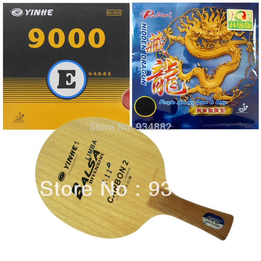 

Pro Table Tennis (Ping Pong) Combo Racket: Yinhe T-11+ + 9000E / Palio Hidden Dragon (Upgrade) Shakehand Long Handle FL