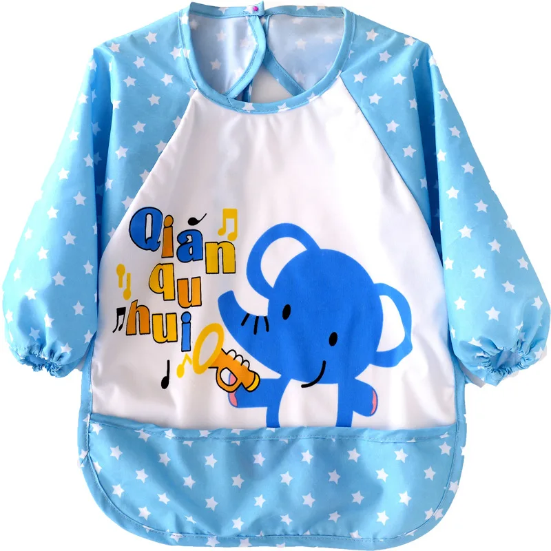 Baby Waterproof Bibs Bandana Children Apron Long Sleeve Feeding Smock Bibs Kids Eating Breastplate Kid Baby Cloth Drawing Stuff