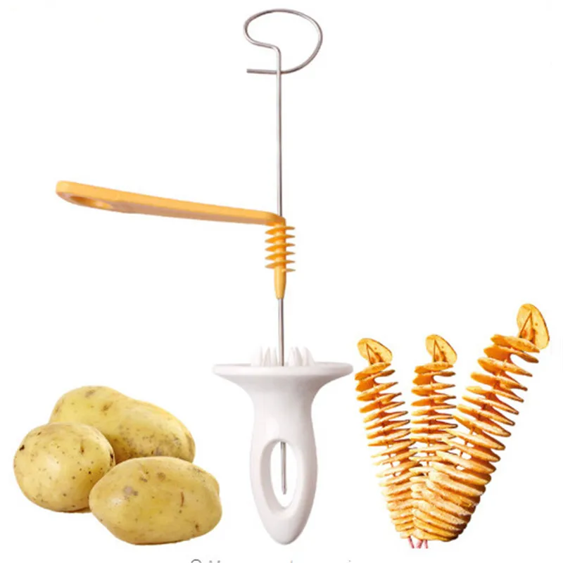 

Creative 1pc Rotate Potato Slicer Stainless Steel +Plastic Twisted Potato Slice Cutter Spiral Potato Slicer Kitchen Tools