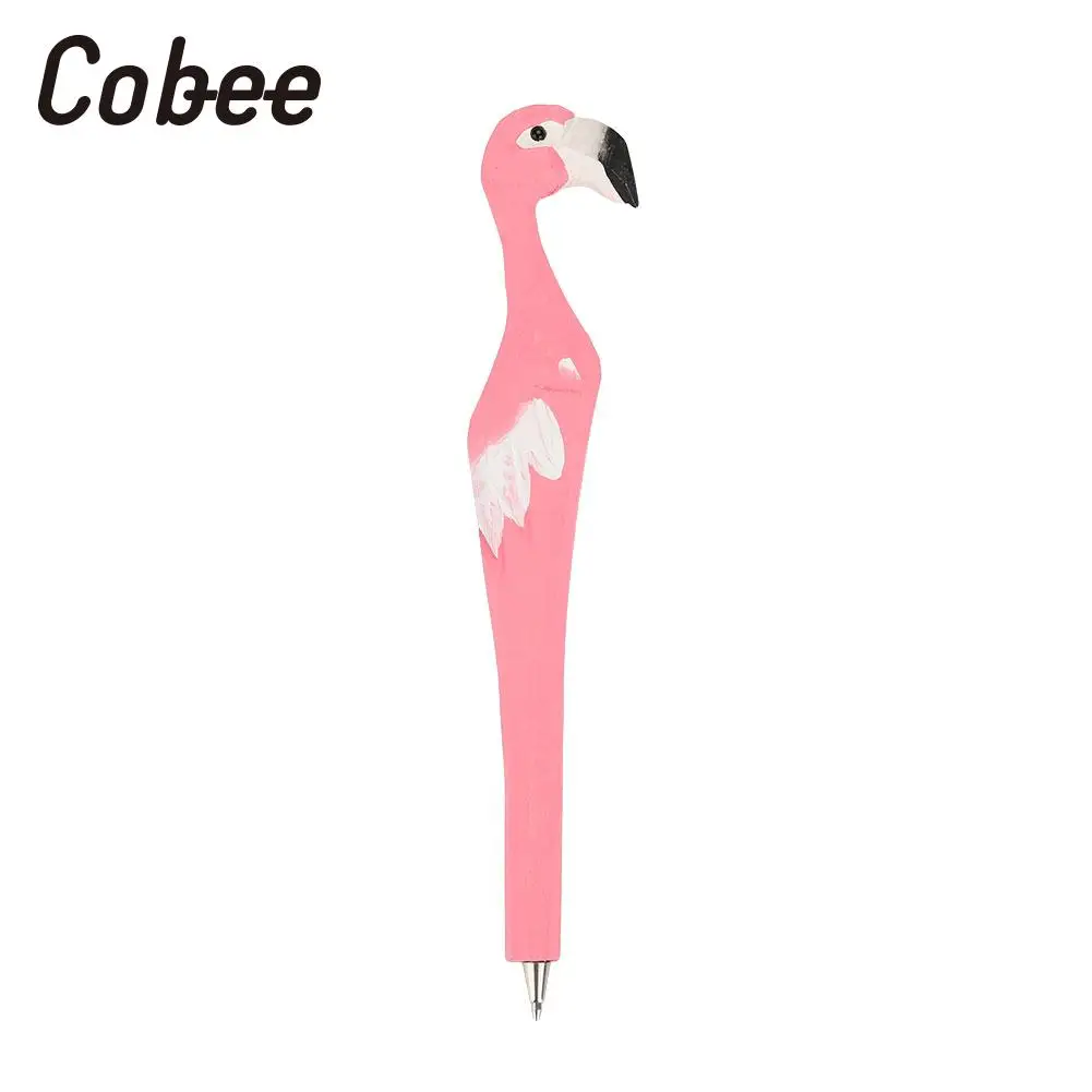 Фламинго шариковая ручка в форме цветка креативные птичьи шариковые ручки деревянные студенческие баллы школьные офисные принадлежности гелевая ручка