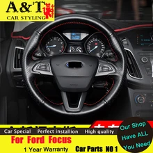 car styling For Ford Focus Leather steering wheel 2012-2015 For Ford Focus steering wheel cover decorative A&T car styling