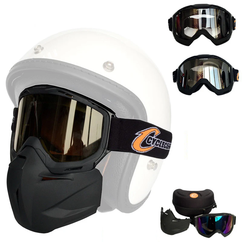 Motorcycle Detachable Modular Mask Goggles And Mouth Filter for