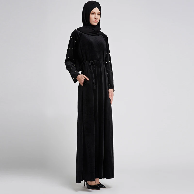 Зимнее Vestido abaya халат Дубай Арабский Кафтан мусульманский бархат хиджаб платье Катара Кафтан Абая для женщин турецкая исламская одежда