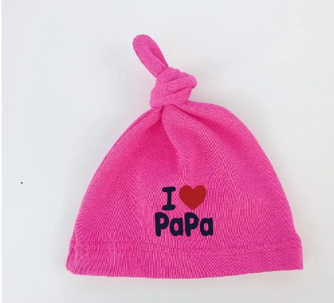 Фирменный Чепчик для сна для новорожденных, шапка с надписью «i love papa» для детей, шапка для девочек и мальчиков, хлопковая шапочка, шапочка для малышей - Цвет: papa rose