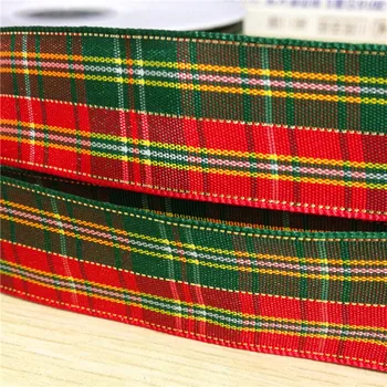 

9 16 25 38 mm Width 100% polyester Gold Silver Plaid Ribbons scottish Gift hair bows Tartan Ribbon B402