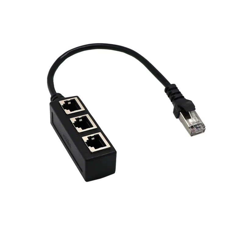 

3Pcs RJ45 male to 3 RJ45 Female RJ45 extension cord one minute two minutes Wire transfer Multi-function adapter Plug