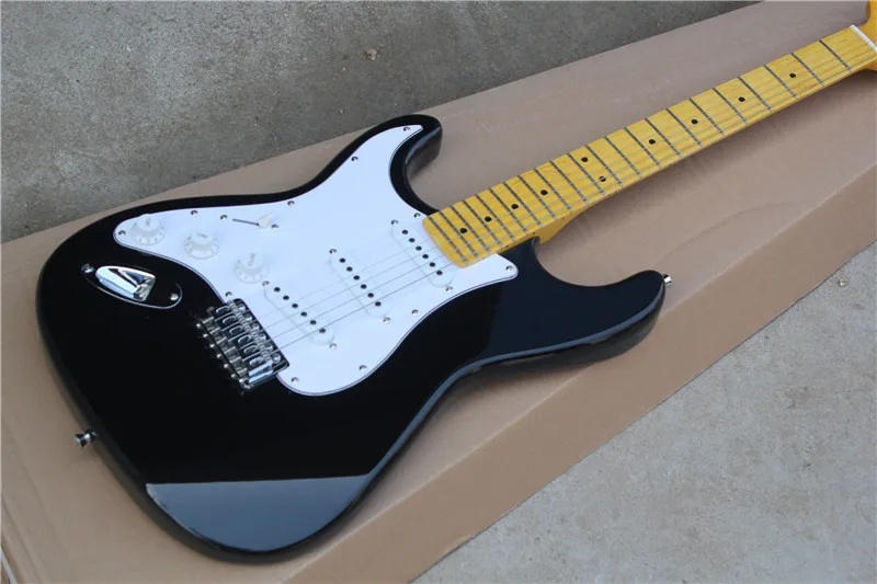 

free shipping New Top Quality musical instrument black color left hand STRAT electric guitar 1117