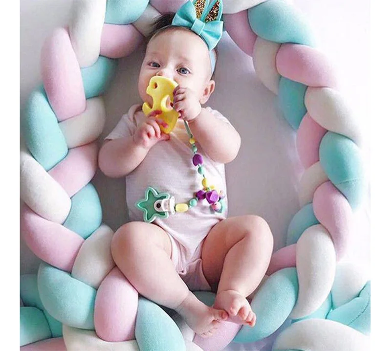 Decoração do Quarto Cama do Bebê m de Comprimento nó para Crianças Recém-nascido Cama Pára-choques Infantil Protetor Berço Tecelagem Decoração Acessórios 1-3 5 Amortecedores