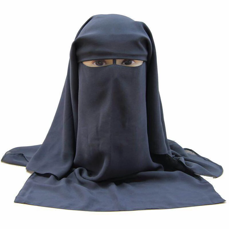 Мусульманская бандана шарф мусульманский 3 слоя Niqab Паранджа черная Обложка для
