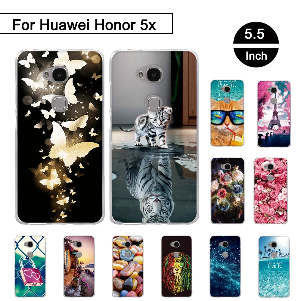 Задний Чехол для Huawei Honor 5X X5 GR5 телефон 5 дюйма чехол из ТПУ X 5x Искусственные