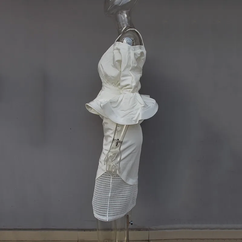 TWOTWINSTYLE юбка женский летний костюм с открытыми плечами расклешенный рукав рюшами Короткая с высокой талией облегающая юбка миди наборы для женщин