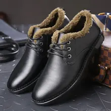 Autumn Winter 2017 New Warm Dress Shoes Sewing Mens Leather Plush Formal Sapato Social Masculino High