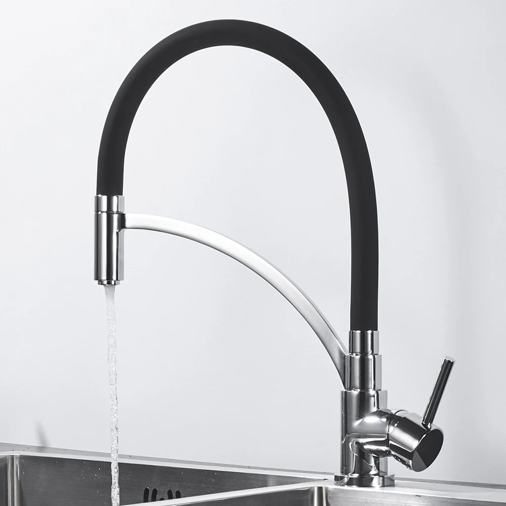 

Kitchen Faucet Black Pull Out Chrome Finish Sprayer Hot and Cold Water Mixer Bathroom Faucet