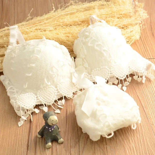 Hot Sale Women Underwear Set Cotton Bra Panty Set Brand Embroidery Tassel Sexy Lingerie Brassiere Sets Push Up bra brief sets Ivory