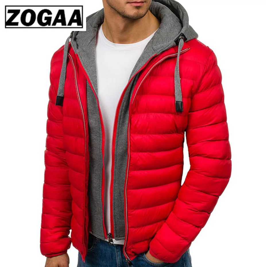 ZOGAA Men Jacket Coats Thicken Warm Winter Windproof Jackets Hooded Outwear Cotton-padded Jacket Zipper Hip Hop Cotton Hooded