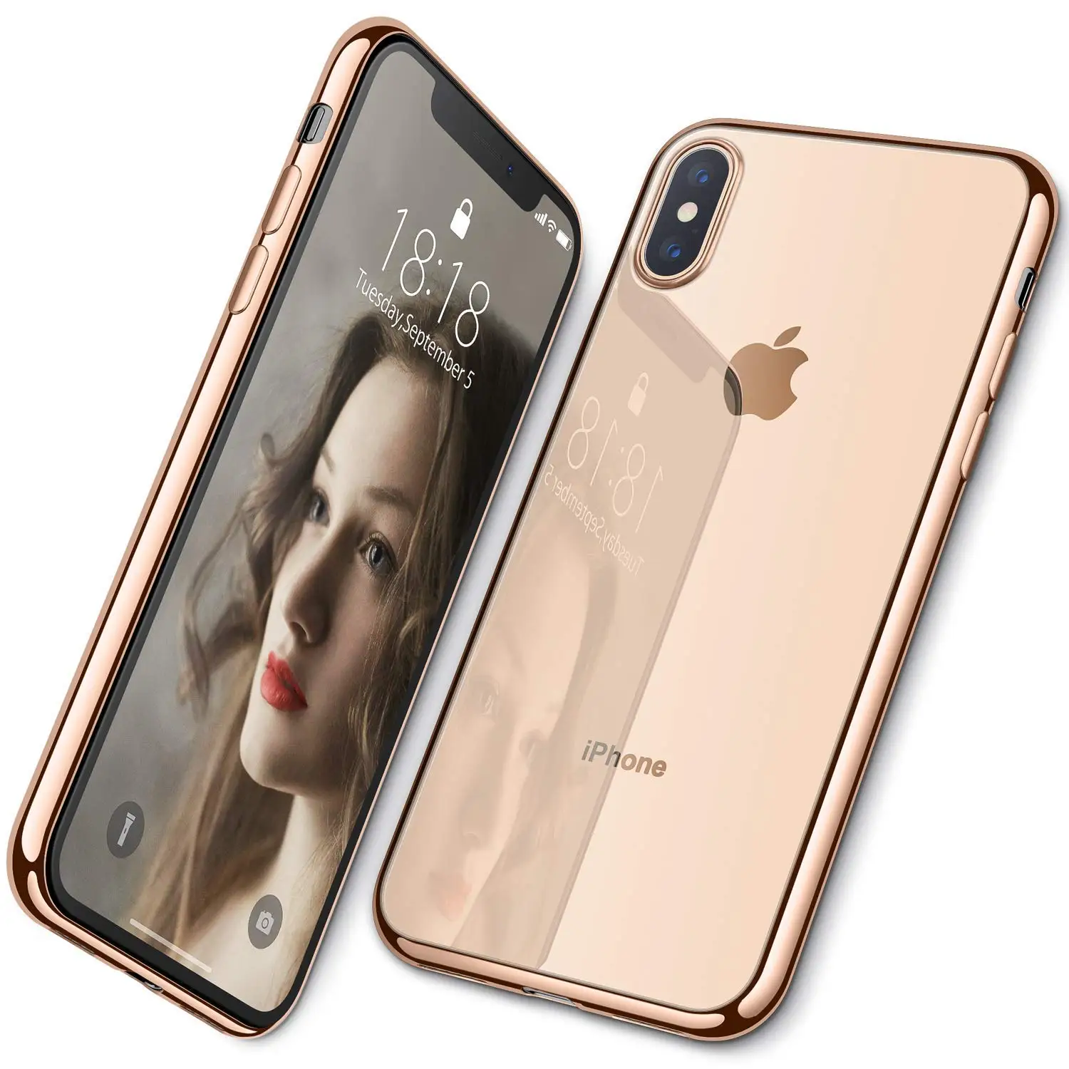 For iPhone XS Max XS XR Case,WEFOR Ultra Slim Thin Clear Soft Premium Flexible Chrome Bumper Transparent TPU Back Plate Cover